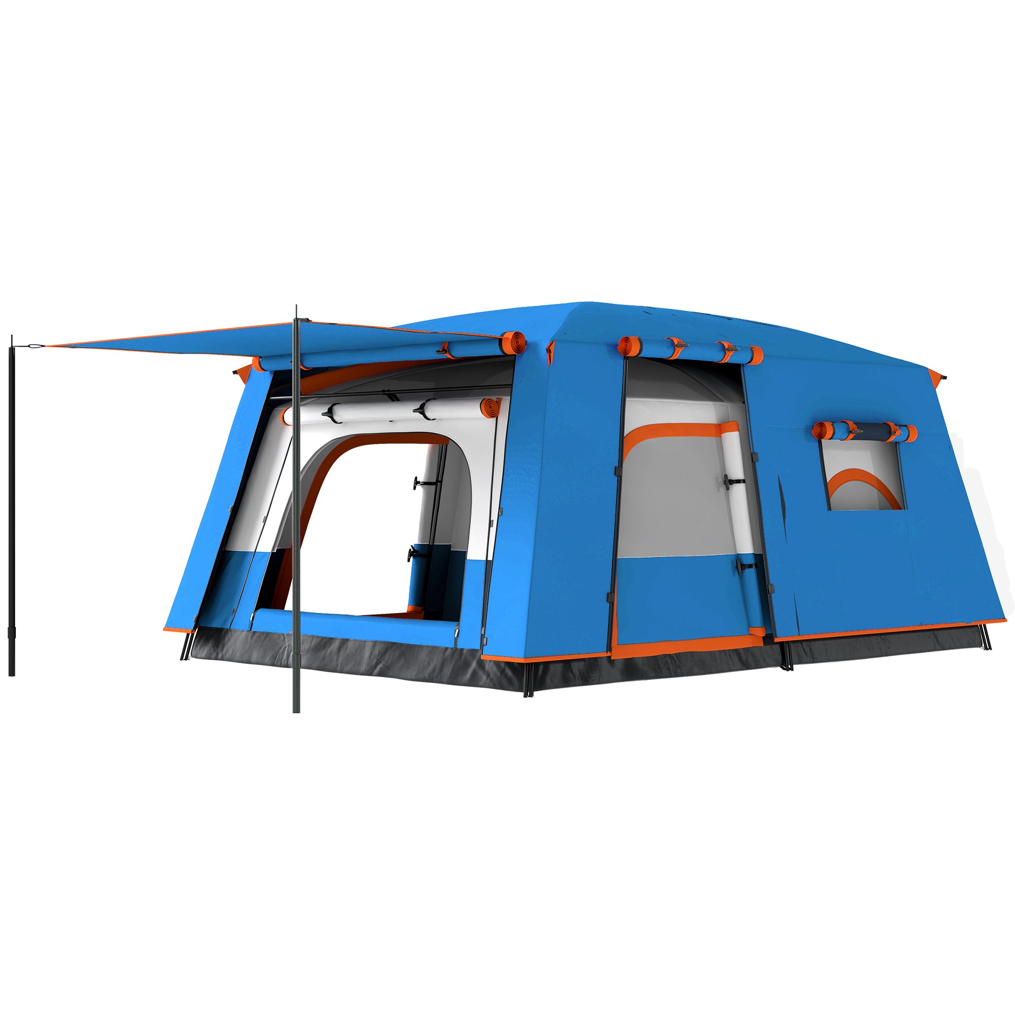 Family Camping Tent for 4-6 People Tunnel Type Camping Tent with 2 Rooms Porch Waterproof 3000 mm Anti-UV for Fishing Hiking Light Blue