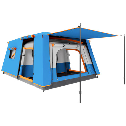 Family Camping Tent for 4-6 People Tunnel Type Camping Tent with 2 Rooms Porch Waterproof 3000 mm Anti-UV for Fishing Hiking Light Blue