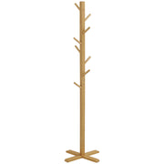 Coat Rack Stand with 8 Hooks, Bamboo Coat Stand for Bedroom, Exhibitions, Laundry Room, Natural Wood