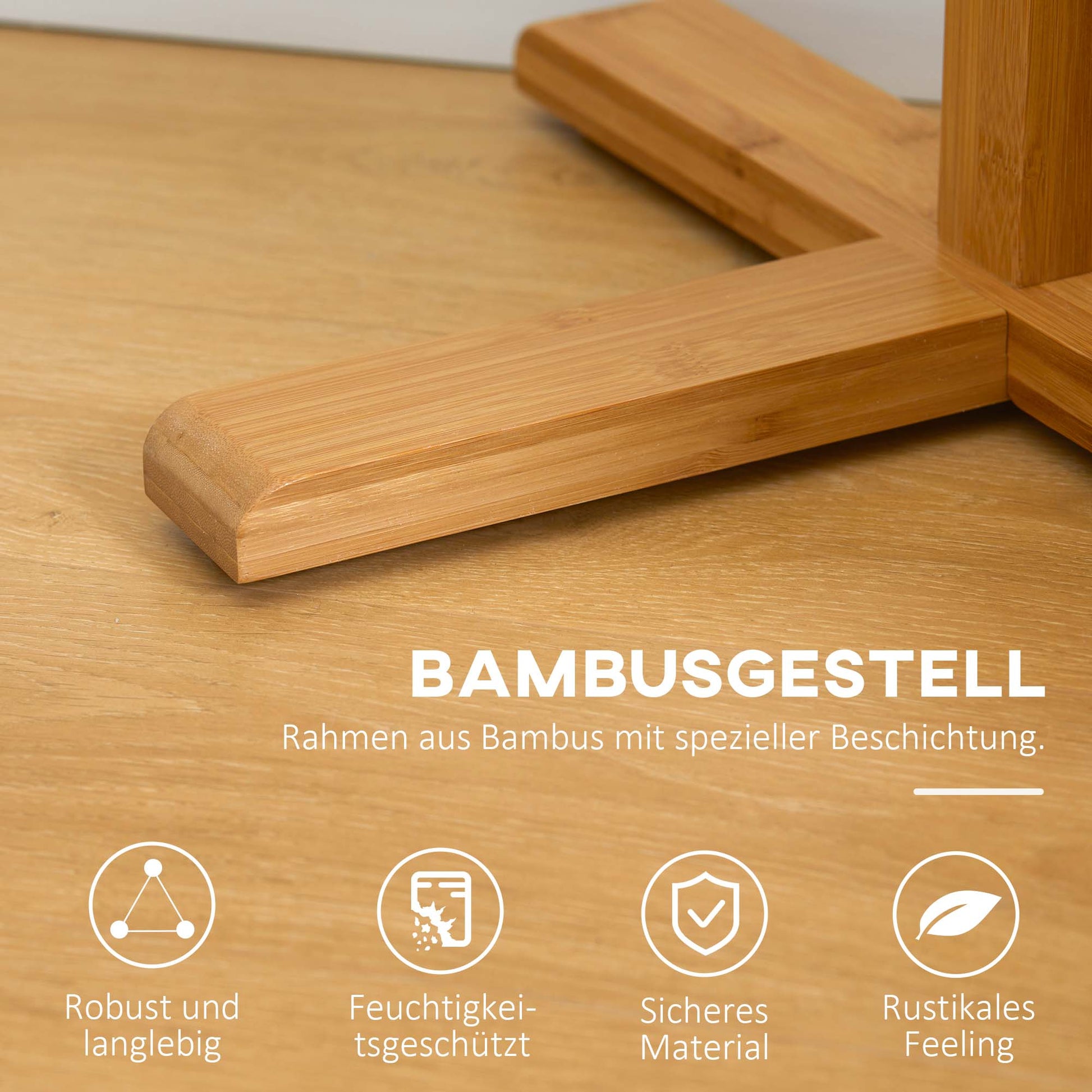 Coat Rack Stand with 8 Hooks, Bamboo Coat Stand for Bedroom, Exhibitions, Laundry Room, Natural Wood