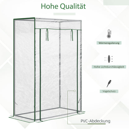 Greenhouse with PE Grid Film, Door, Winterproof Film Greenhouse made of Steel, Greenhouse for Balcony, Garden, Tomato House 100 x 50 x 150 cm, Tomato Greenhouse for Tomatoes, Vegetables, Transparent