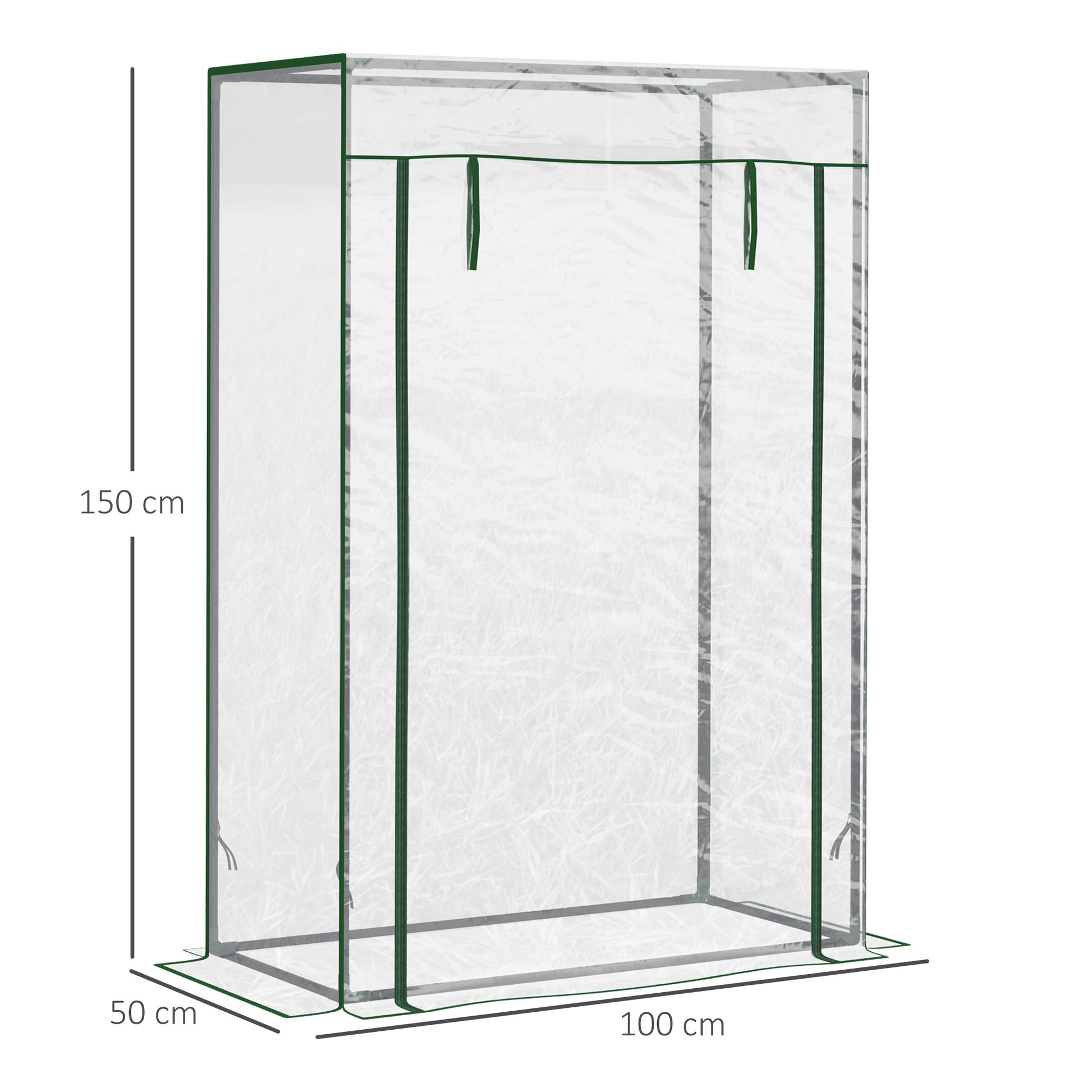 Greenhouse with PE Grid Film, Door, Winterproof Film Greenhouse made of Steel, Greenhouse for Balcony, Garden, Tomato House 100 x 50 x 150 cm, Tomato Greenhouse for Tomatoes, Vegetables, Transparent