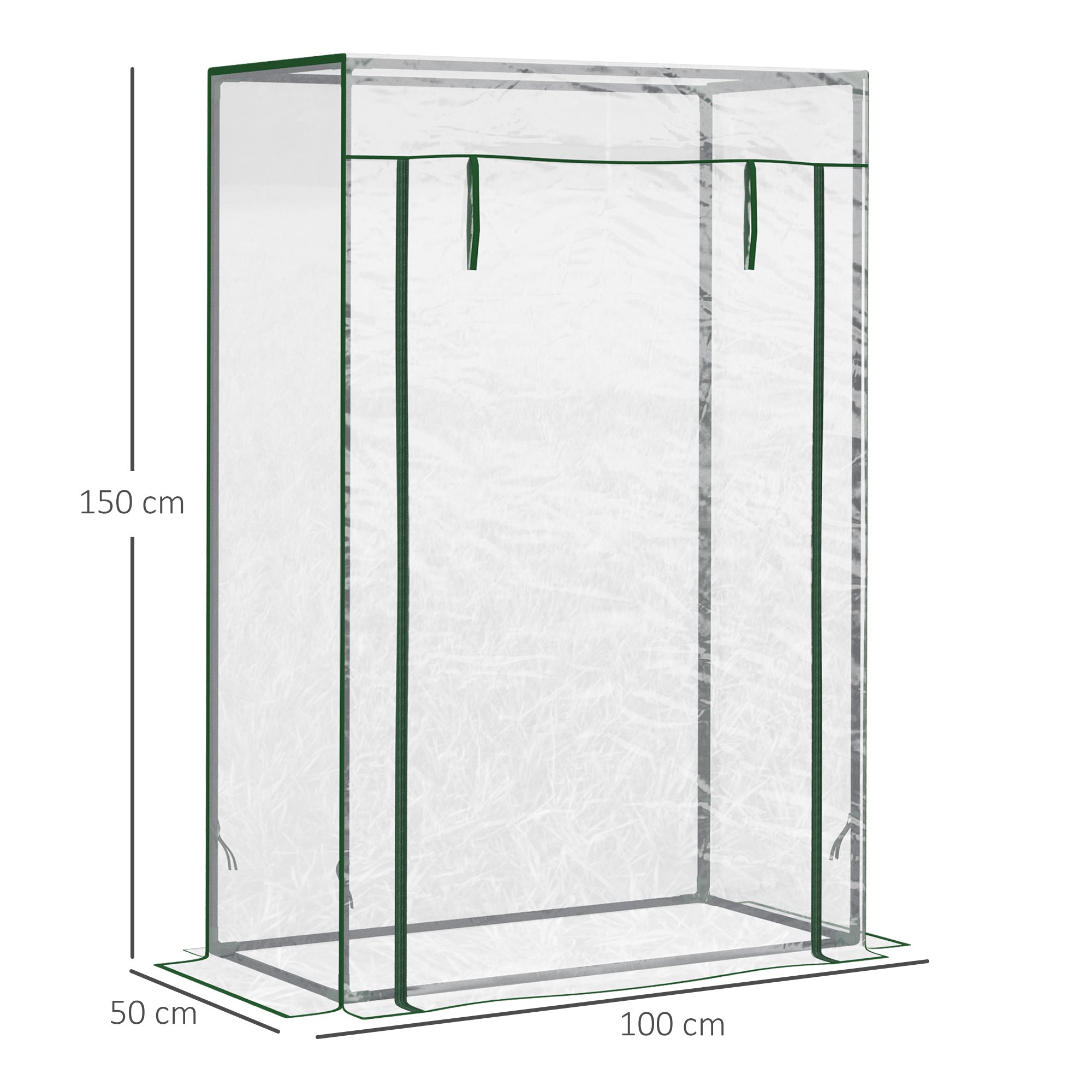 Greenhouse with PE Grid Film, Door, Winterproof Film Greenhouse made of Steel, Greenhouse for Balcony, Garden, Tomato House 100 x 50 x 150 cm, Tomato Greenhouse for Tomatoes, Vegetables, Transparent