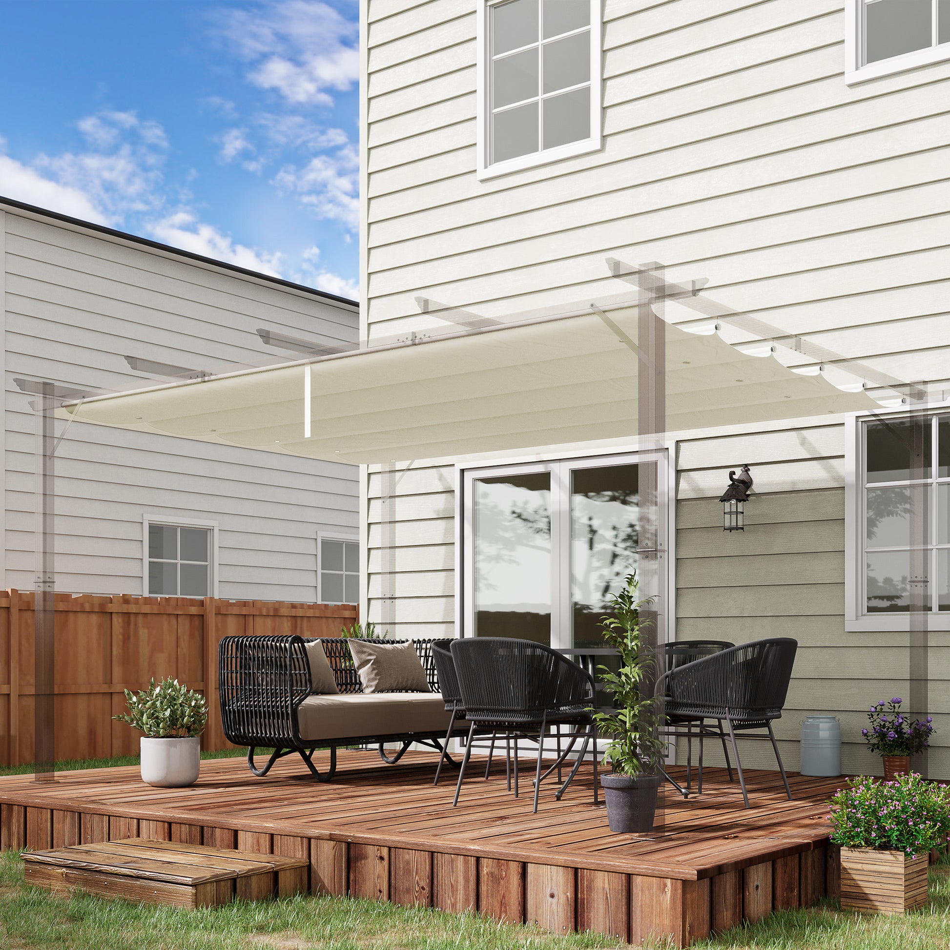 Replacement Canopy for Pergola Sun Shade Sail 4 x 3 m - Cream