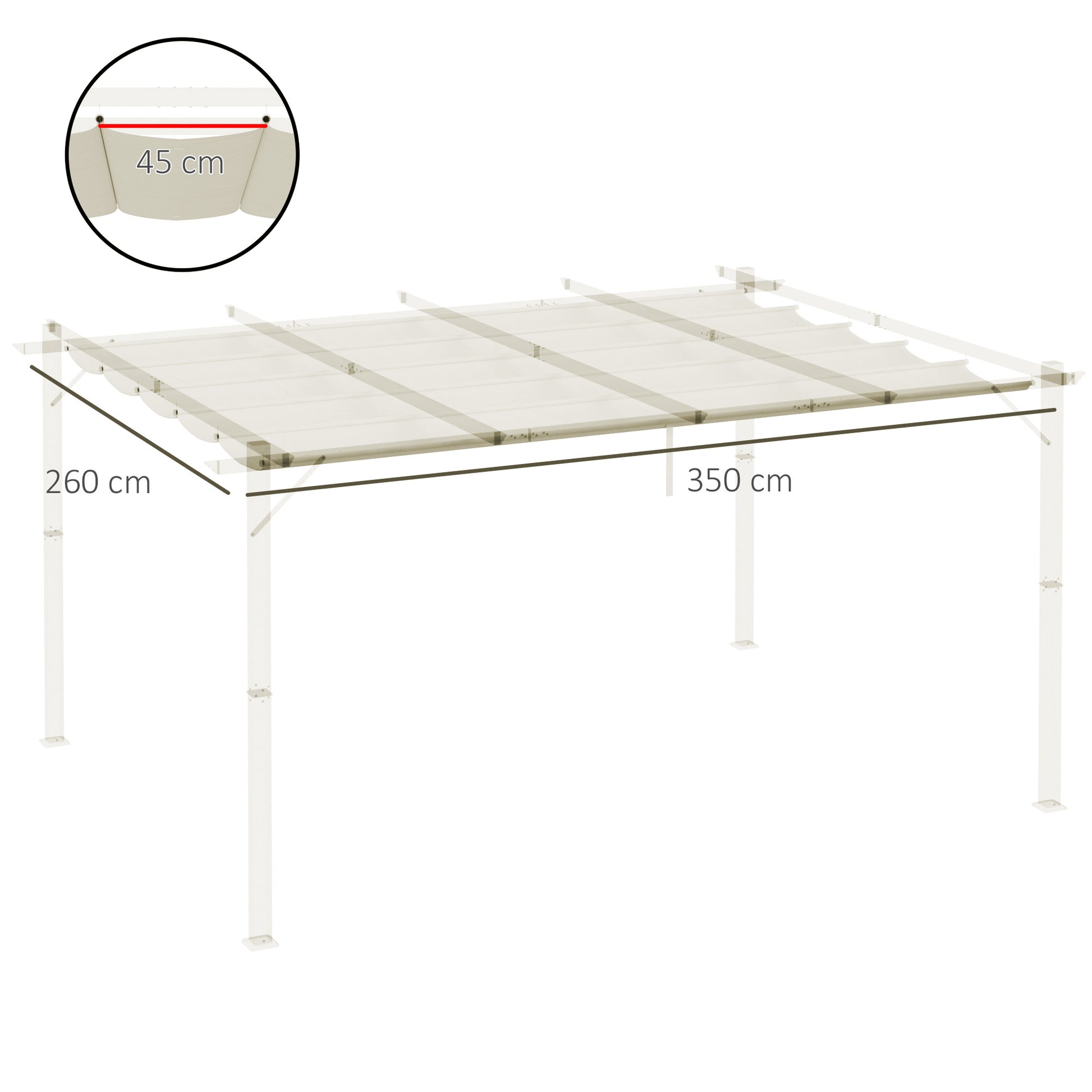 Replacement Canopy for Pergola Sun Shade Sail 4 x 3 m - Cream