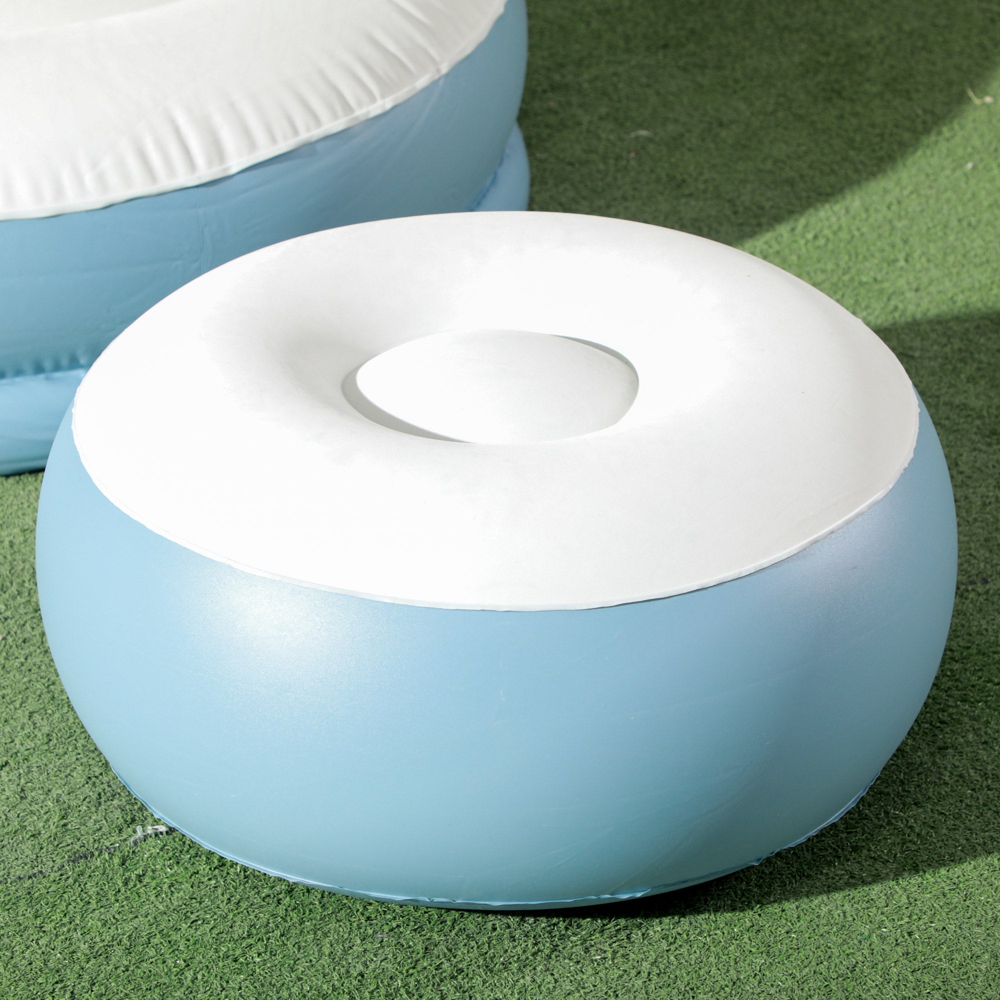 Inflatable Sofa, Inflatable Chair with Footstool Air Sofa with Cup Holder, for Camping, Home, White, 125 x 100 x 87 cm