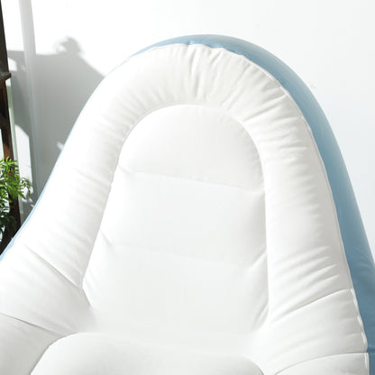 Inflatable Sofa, Inflatable Chair with Footstool Air Sofa with Cup Holder, for Camping, Home, White, 125 x 100 x 87 cm