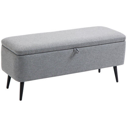 Storage Bench, Upholstered Bench with Storage, Linen-look, Bed Bench with Steel Legs for Living Room, Hallway, Bedroom, up to 150 kg load capacity, 101 x 38.5 x 44.5 cm, Gray