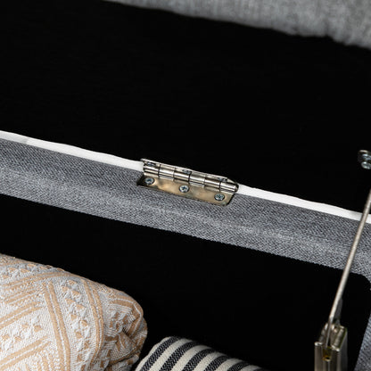 Storage Bench, Upholstered Bench with Storage, Linen-look, Bed Bench with Steel Legs for Living Room, Hallway, Bedroom, up to 150 kg load capacity, 101 x 38.5 x 44.5 cm, Gray