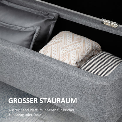 Storage Bench, Upholstered Bench with Storage, Linen-look, Bed Bench with Steel Legs for Living Room, Hallway, Bedroom, up to 150 kg load capacity, 101 x 38.5 x 44.5 cm, Gray