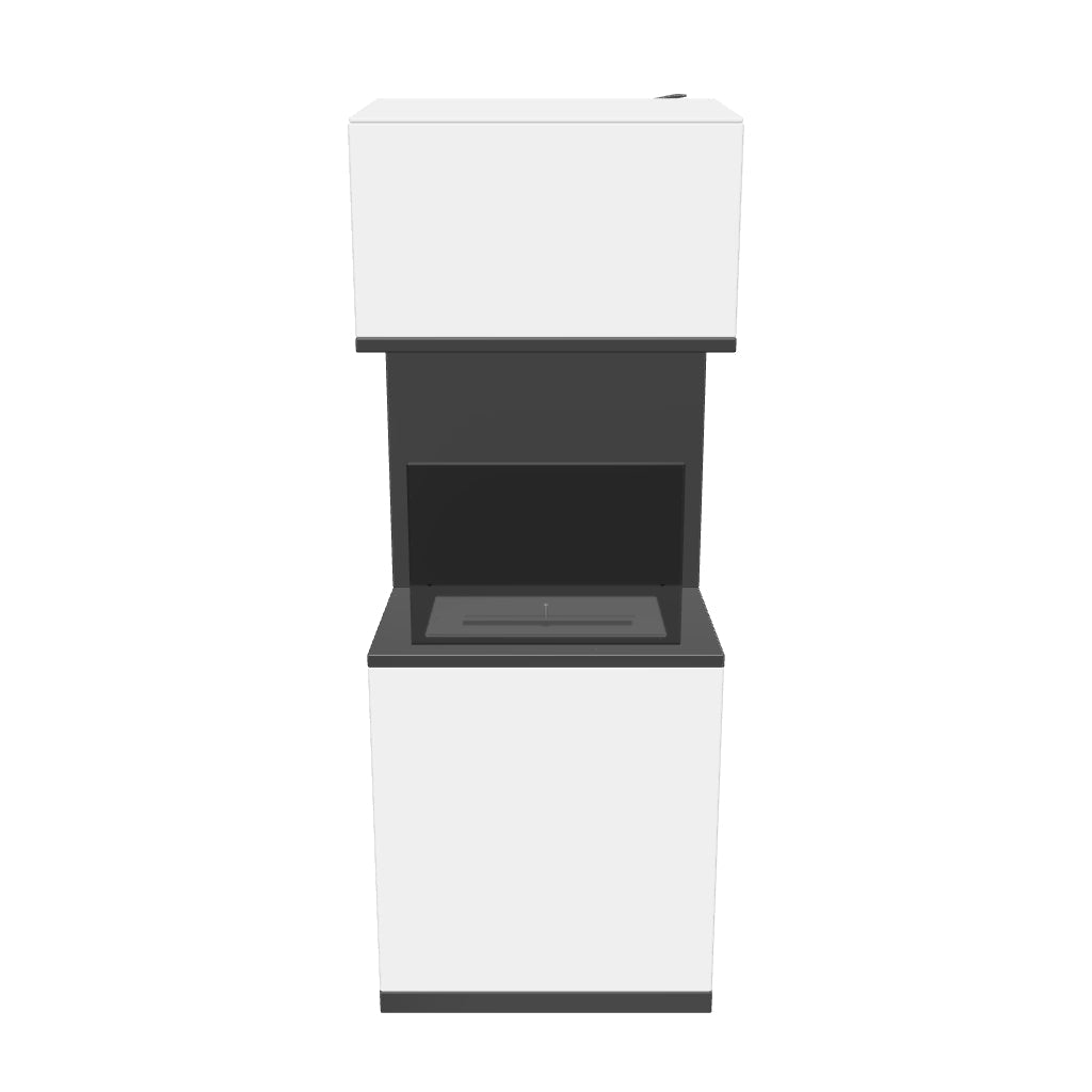 Cheminée Bioéthanol Autoportante HOMCOM avec Brûleur de 1,2L, Environ 3H de Temps de Brûlage pour une Couverture de 20 à 25 m² en Acier 38L x 38W x 100H cm, Blanche