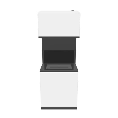 Cheminée Bioéthanol Autoportante HOMCOM avec Brûleur de 1,2L, Environ 3H de Temps de Brûlage pour une Couverture de 20 à 25 m² en Acier 38L x 38W x 100H cm, Blanche