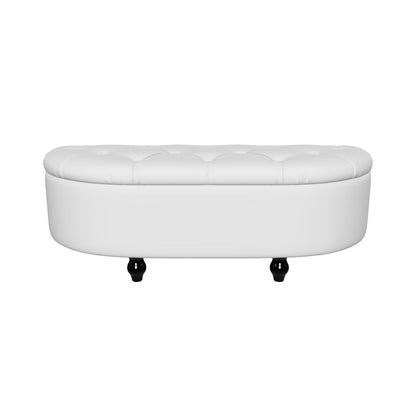 Banc de rangement HOMCOM avec revêtement en velours, coffre de siège à couvercle ouvert avec pieds en bois, banc de rangement pour salon, hall, chambre 120 x 46 x 42 cm, Gris