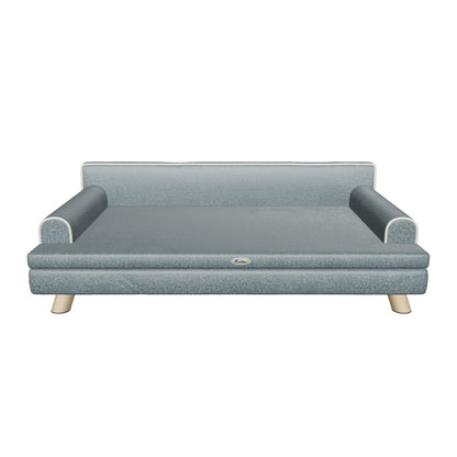 Scandinavian Design Sofa for Dogs Cats Removable Fluffy Cushion Solid Wood Legs 100 x 62 x 32 cm Gray