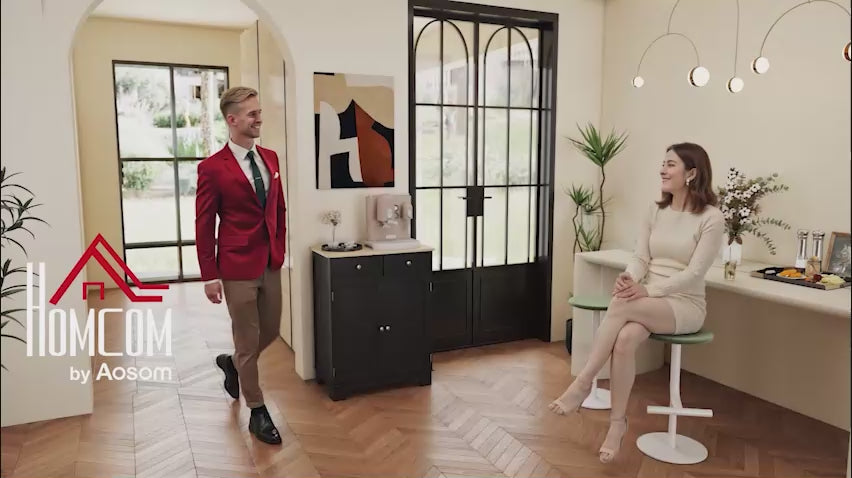 Load video: &lt;p&gt;&lt;span class=&quot;metafield-multi_line_text_field&quot;&gt;This splendid black buffet with a hevea wood top will bring a very warm Nordic cozy atmosphere to the interior space of your choice - living room, kitchen, etc. Offering ample storage space with its double-door cabinet with adjustable shelf and 2 sliding drawers, you can place tableware, small appliances, and much more.&lt;/span&gt;&lt;/p&gt;