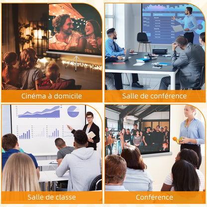 100-inch Projection Screen with Adjustable Height Tripod Stand, 4K HD 16:9 Screen ideal for home cinema, indoor/outdoor movies