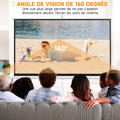 100-inch Projection Screen with Adjustable Height Tripod Stand, 4K HD 16:9 Screen ideal for home cinema, indoor/outdoor movies