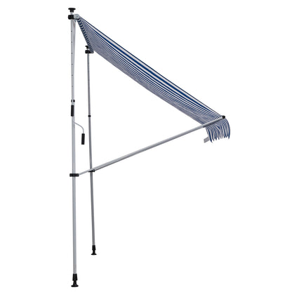 Clamp Awning with Hand Crank Adjustable Height Retractable Awning Dirt-Repellent, Weather-Resistant Balcony Awning 150cm Wide Patio Awning for Terrace Balcony Veranda Blue+White