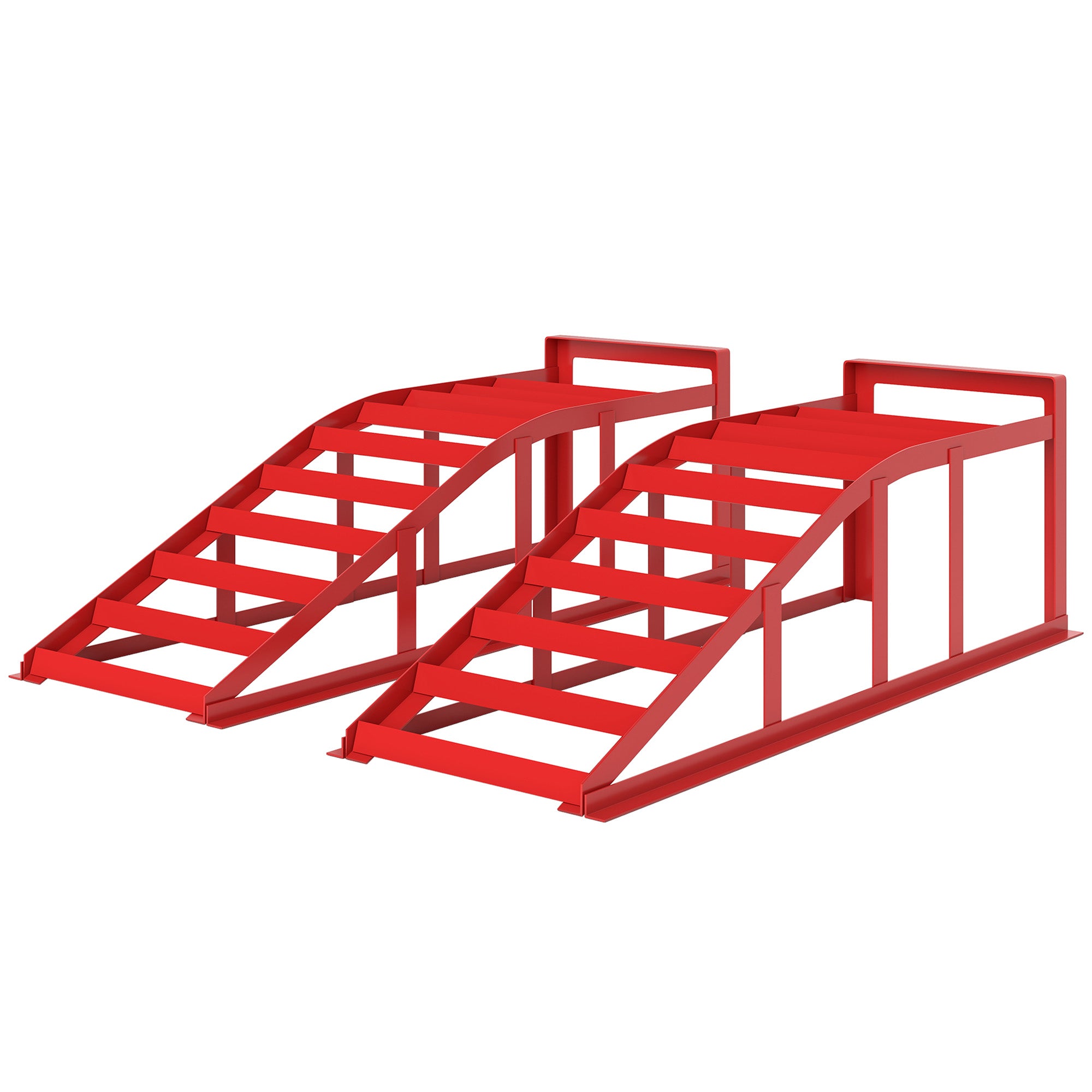 Set of 2 car access ramps, steel vehicle lifting ramp, non-slip, for vehicle maintenance and repair, for garage, home, workshop, red