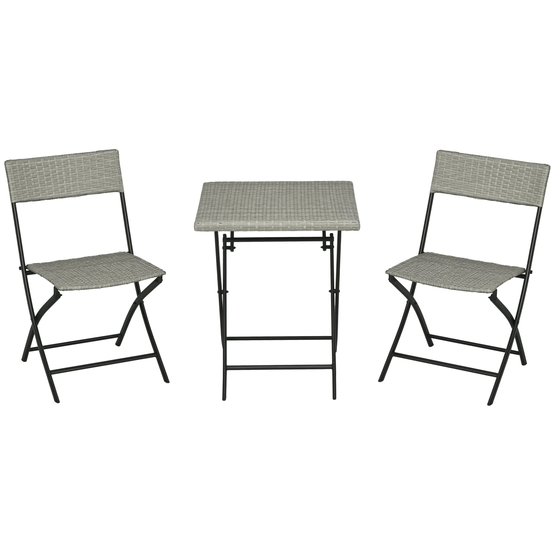 Poly Rattan Garden Furniture Set, Outdoor Lounge Balcony Furniture for 2 People, 3-Piece Seating Group, 2 Chairs, Table, Weather-resistant Garden Lounge for Garden, Terrace, Balcony, Light Grey