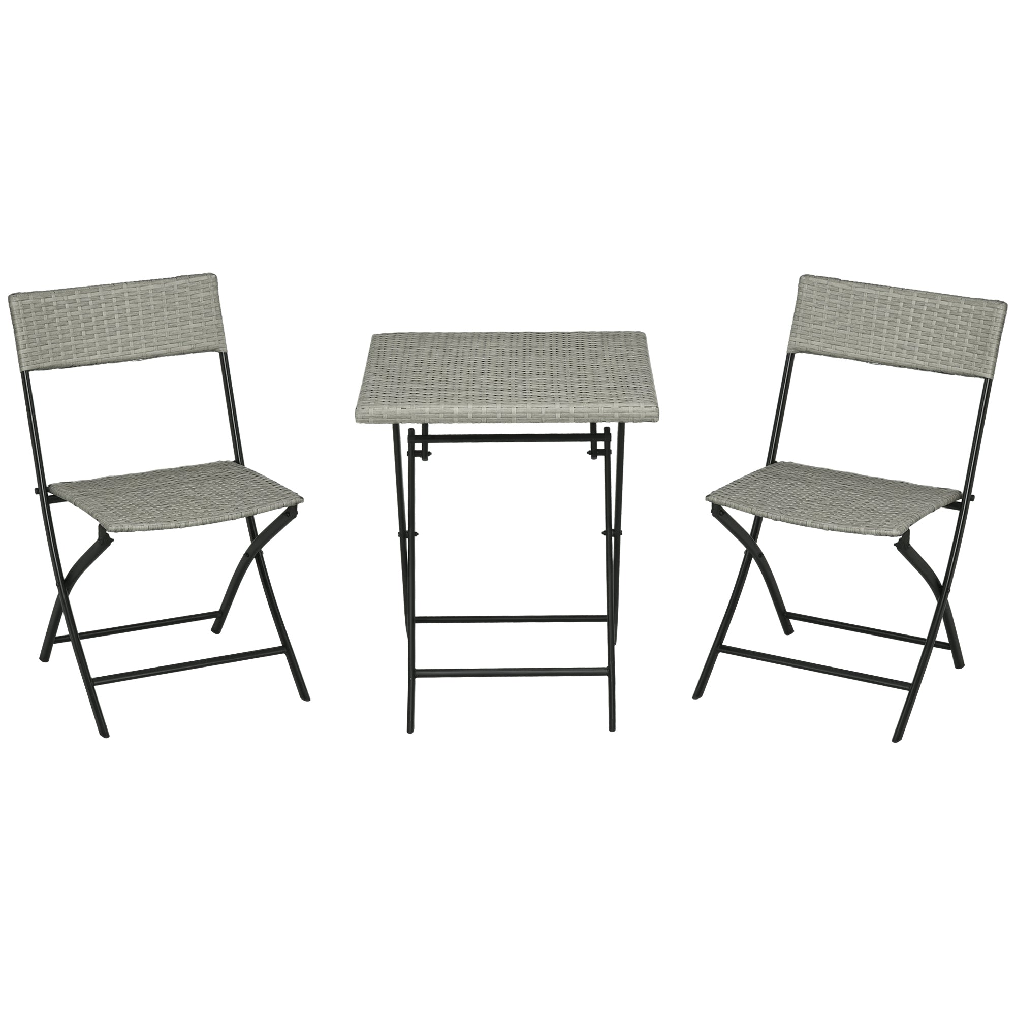 Poly Rattan Garden Furniture Set, Outdoor Lounge Balcony Furniture for 2 People, 3-Piece Seating Group, 2 Chairs, Table, Weather-resistant Garden Lounge for Garden, Terrace, Balcony, Light Grey