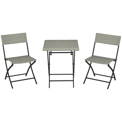Poly Rattan Garden Furniture Set, Outdoor Lounge Balcony Furniture for 2 People, 3-Piece Seating Group, 2 Chairs, Table, Weather-resistant Garden Lounge for Garden, Terrace, Balcony, Light Grey