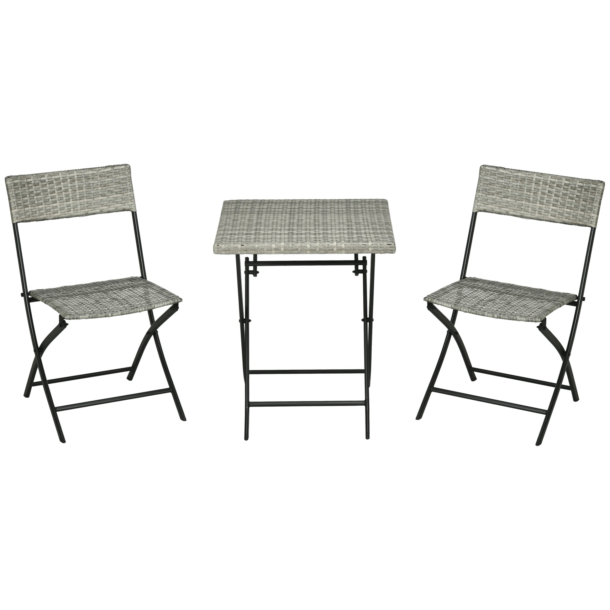 Poly Rattan Garden Furniture Set, Outdoor Lounge Balcony Furniture for 2 People, 3-Piece Seating Group, 2 Chairs, Table, Weather-resistant Garden Lounge for Garden, Terrace, Balcony, Light Grey