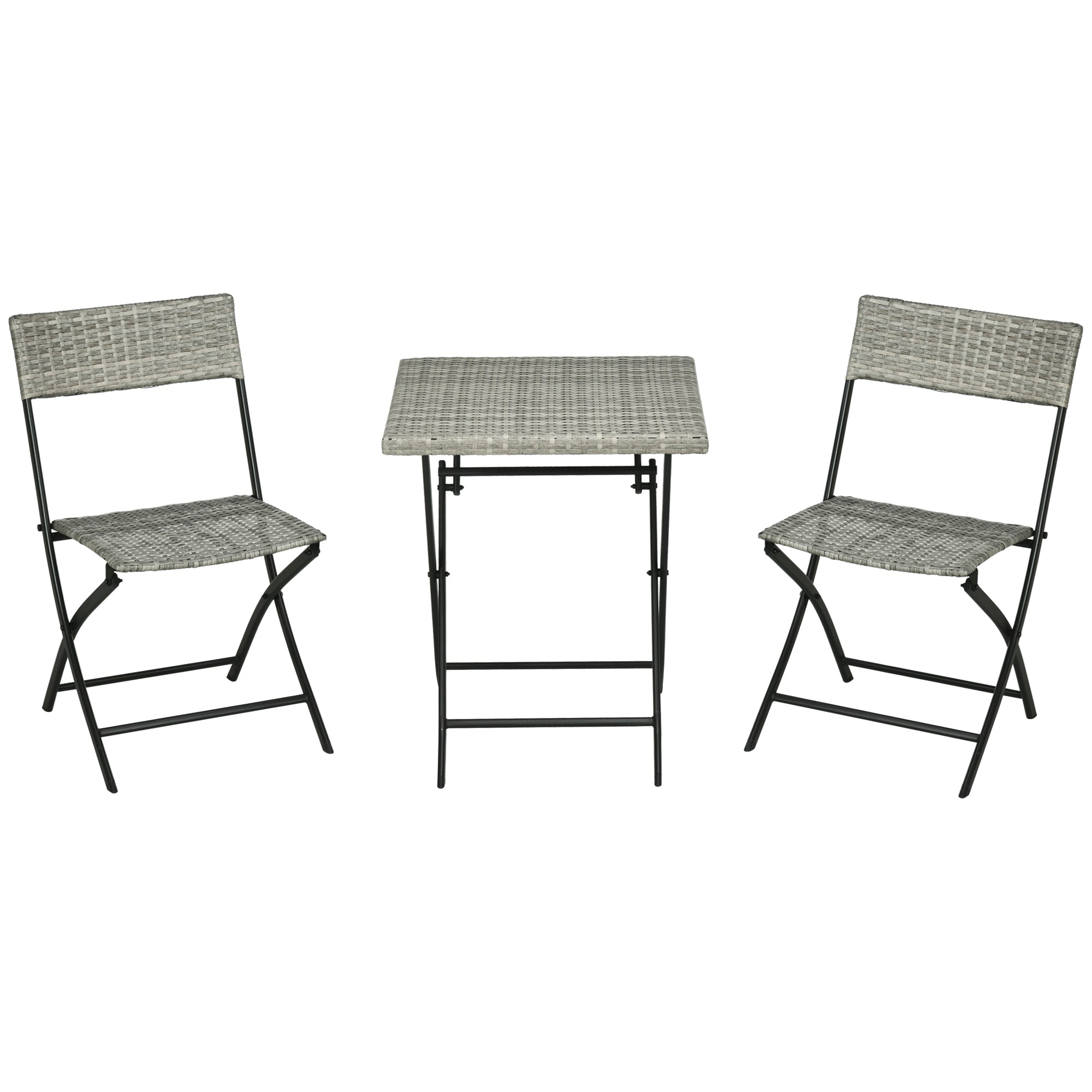 Poly Rattan Garden Furniture Set, Outdoor Lounge Balcony Furniture for 2 People, 3-Piece Seating Group, 2 Chairs, Table, Weather-resistant Garden Lounge for Garden, Terrace, Balcony, Light Grey