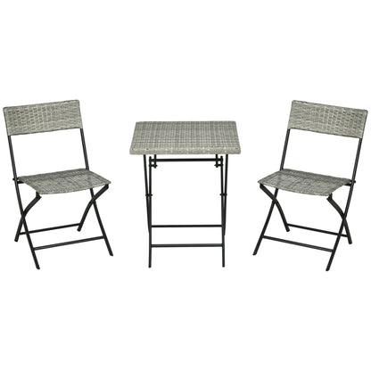 Poly Rattan Garden Furniture Set, Outdoor Lounge Balcony Furniture for 2 People, 3-Piece Seating Group, 2 Chairs, Table, Weather-resistant Garden Lounge for Garden, Terrace, Balcony, Light Grey
