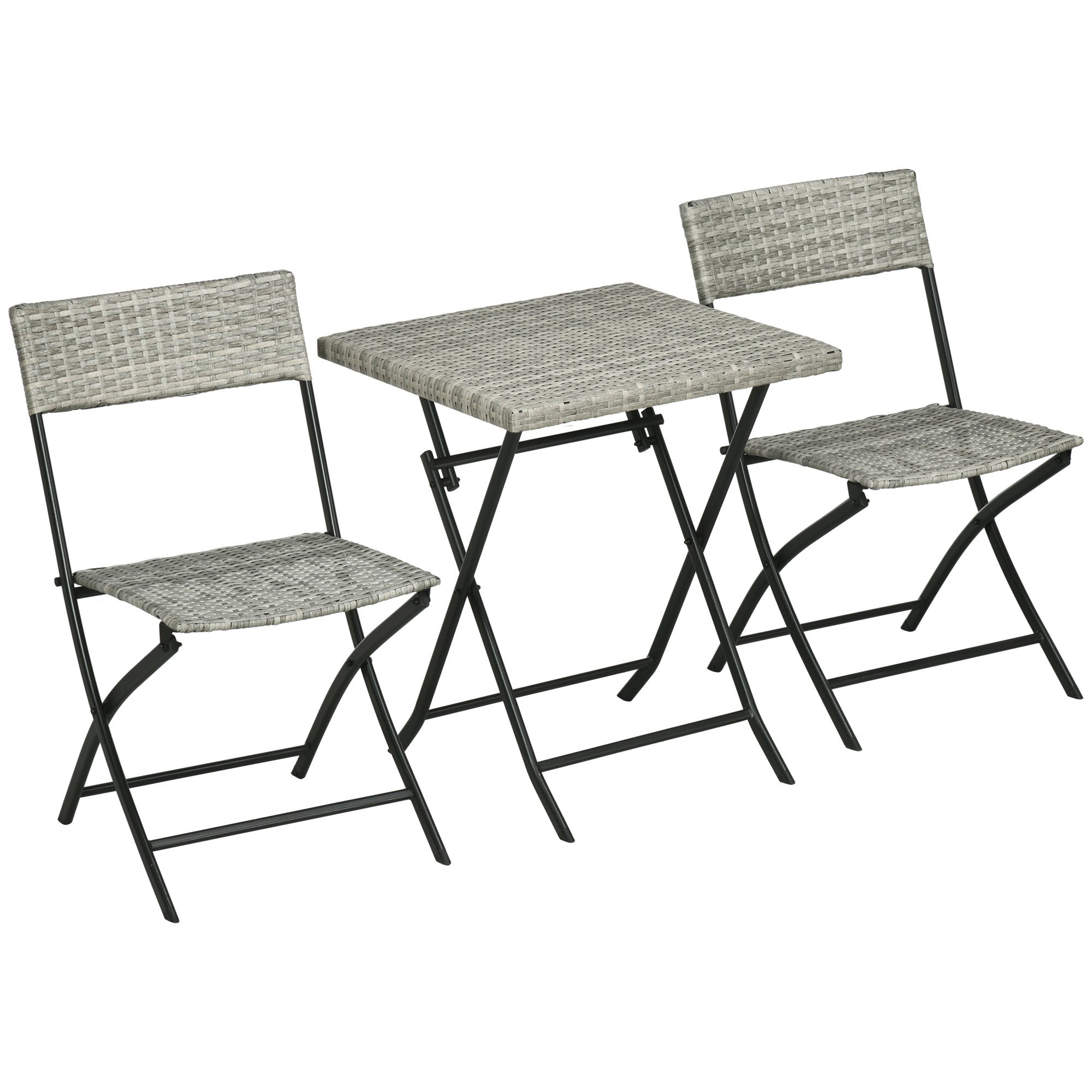 Poly Rattan Garden Furniture Set, Outdoor Lounge Balcony Furniture for 2 People, 3-Piece Seating Group, 2 Chairs, Table, Weather-resistant Garden Lounge for Garden, Terrace, Balcony, Light Grey
