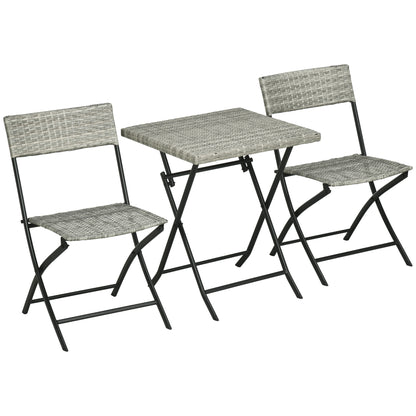 Poly Rattan Garden Furniture Set, Outdoor Lounge Balcony Furniture for 2 People, 3-Piece Seating Group, 2 Chairs, Table, Weather-resistant Garden Lounge for Garden, Terrace, Balcony, Light Grey