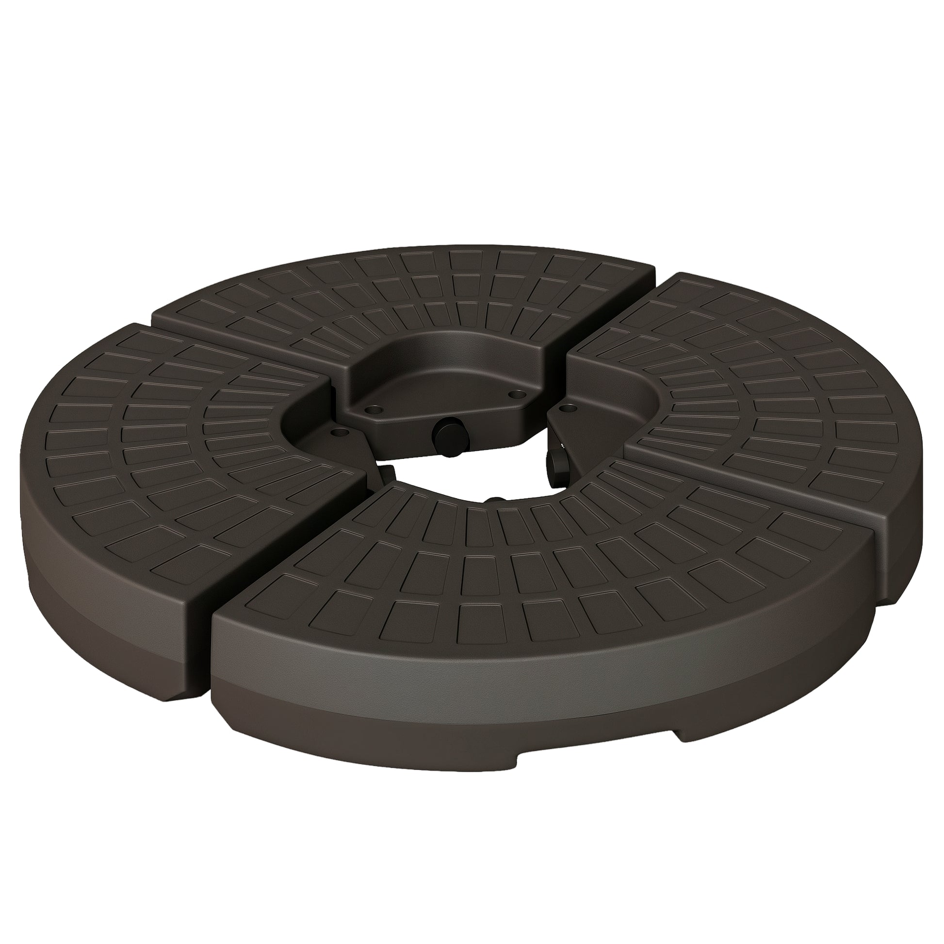 Umbrella Stand 4-piece, Umbrella Weight Base, Umbrella Stand, Ground Cross Fillable with Sand/Water up to 25/17 kg, Umbrella Base Weights HDPE Coffee