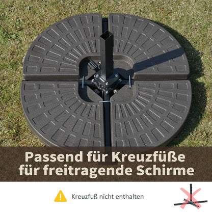 Umbrella Stand 4-piece, Umbrella Weight Base, Umbrella Stand, Ground Cross Fillable with Sand/Water up to 25/17 kg, Umbrella Base Weights HDPE Coffee