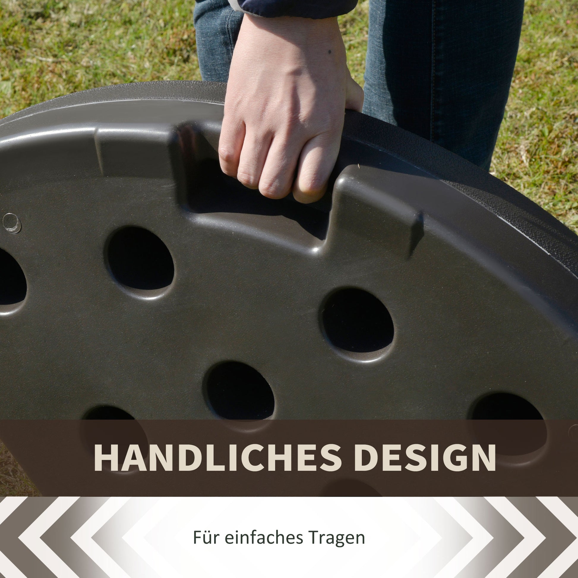 Umbrella Stand 4-piece, Umbrella Weight Base, Umbrella Stand, Ground Cross Fillable with Sand/Water up to 25/17 kg, Umbrella Base Weights HDPE Coffee