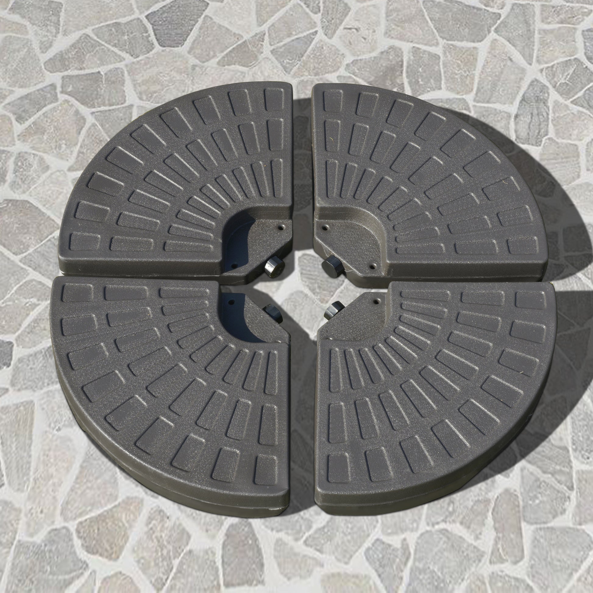 Umbrella Stand 4-piece, Umbrella Weight Base, Umbrella Stand, Ground Cross Fillable with Sand/Water up to 25/17 kg, Umbrella Base Weights HDPE Coffee