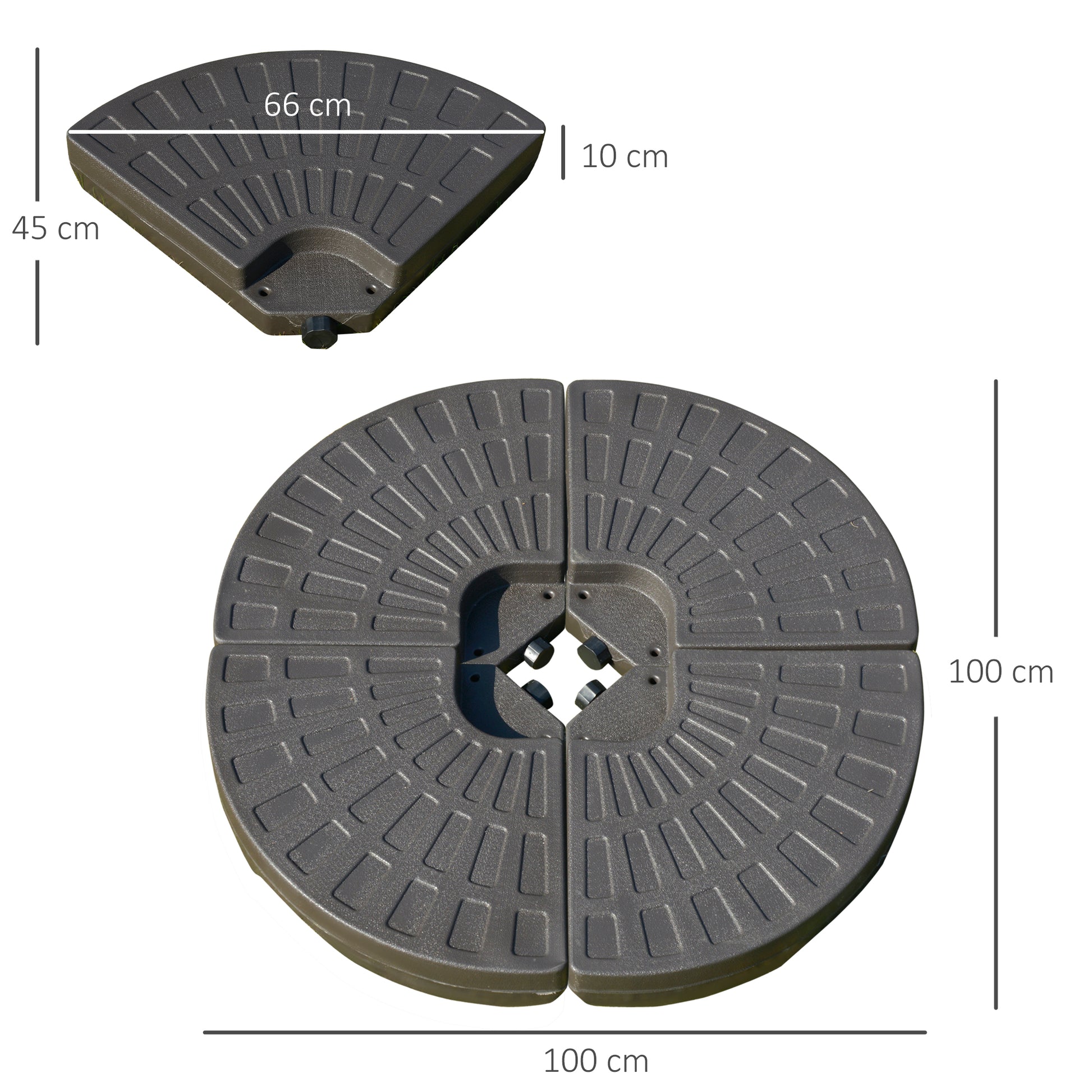 Umbrella Stand 4-piece, Umbrella Weight Base, Umbrella Stand, Ground Cross Fillable with Sand/Water up to 25/17 kg, Umbrella Base Weights HDPE Coffee