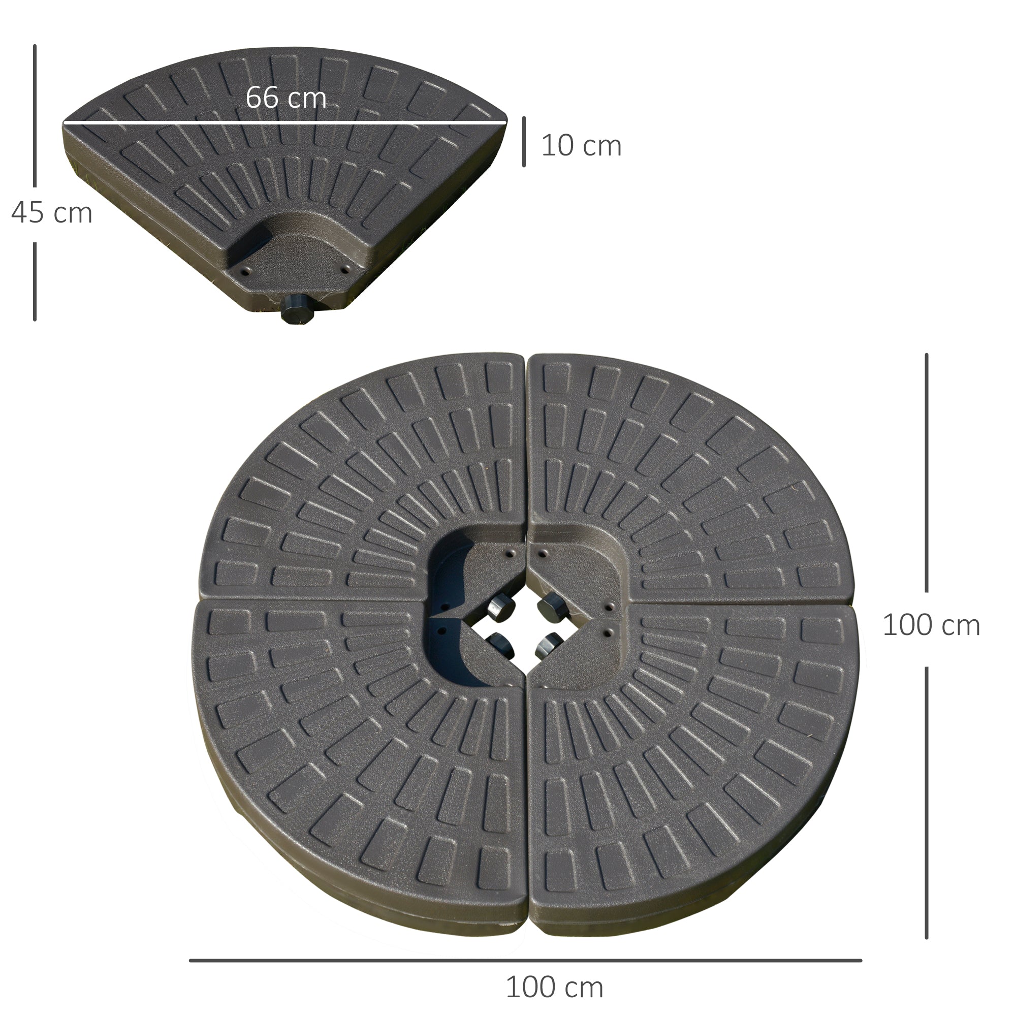 Umbrella Stand 4-piece, Umbrella Weight Base, Umbrella Stand, Ground Cross Fillable with Sand/Water up to 25/17 kg, Umbrella Base Weights HDPE Coffee