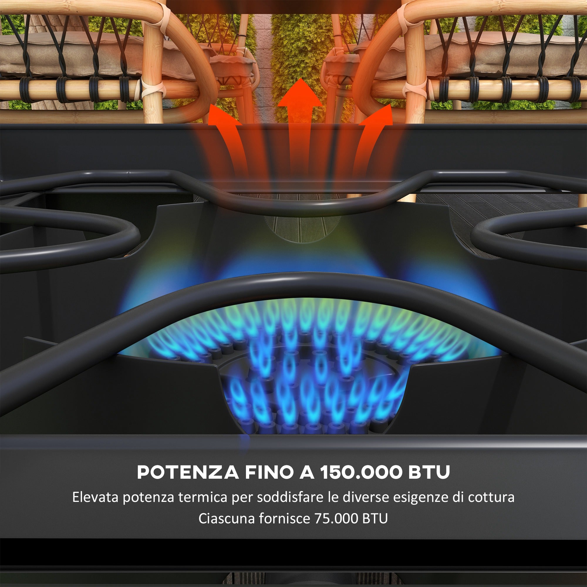 Camping Gas Stove with 2 Burners 150,000 BTU, Metal Camping Stove with Removable Legs, Black