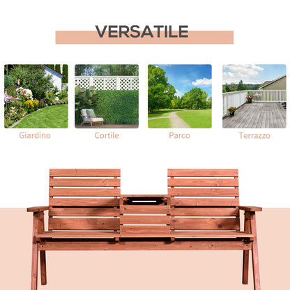 Outdoor Bench in Fir Wood 2 or 3 Seater, Convertible Table into a Seat, Waterproof, 160x68x92cm