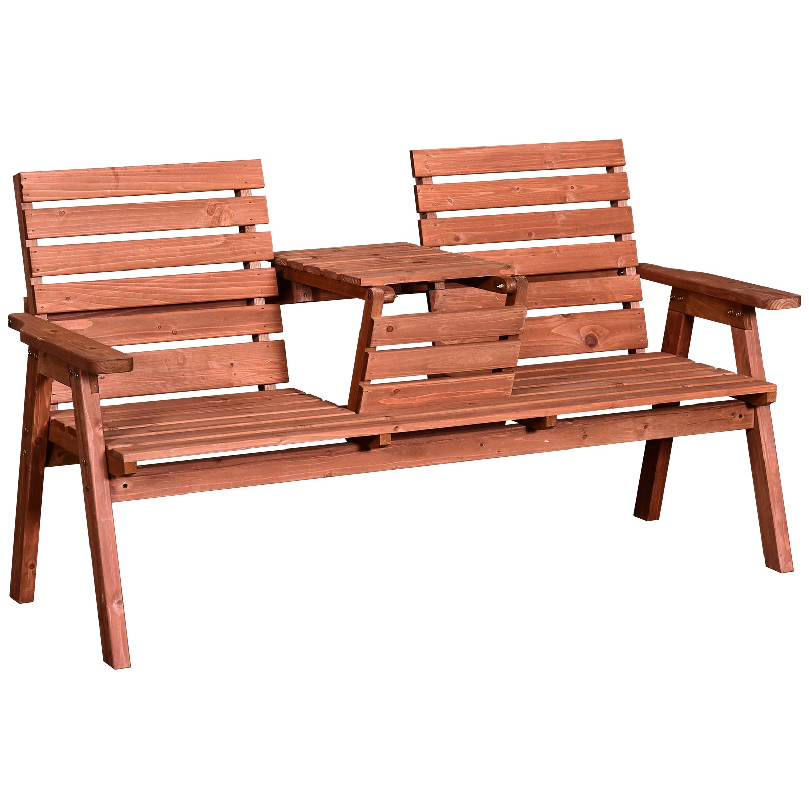 Outdoor Bench in Fir Wood 2 or 3 Seater, Convertible Table into a Seat, Waterproof, 160x68x92cm