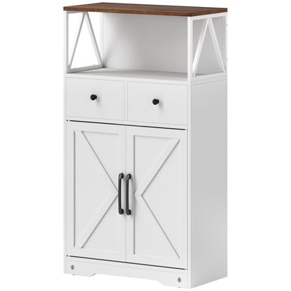 Living Room Sideboard Multi-purpose Cabinet with Shelves Drawers Barn Doors Buffet for Kitchen Bedroom 60x31x108 cm White