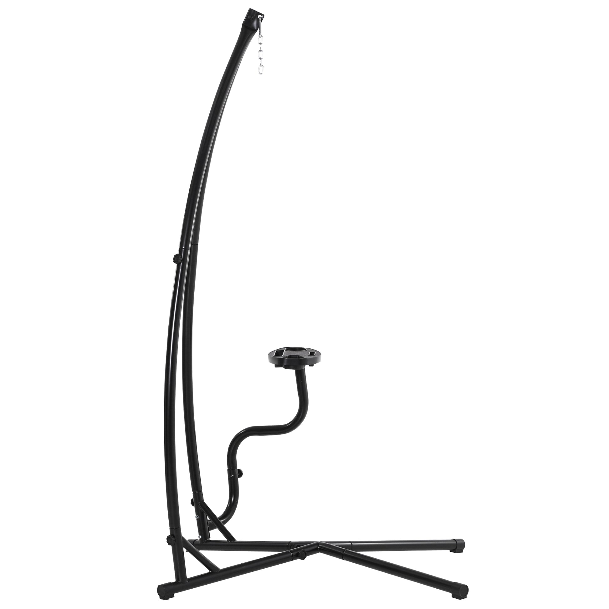 Hanging Chair Stand 190 cm Swing Holder with Side Table Max. 120 kg Metal Structure for Patio Garden Black