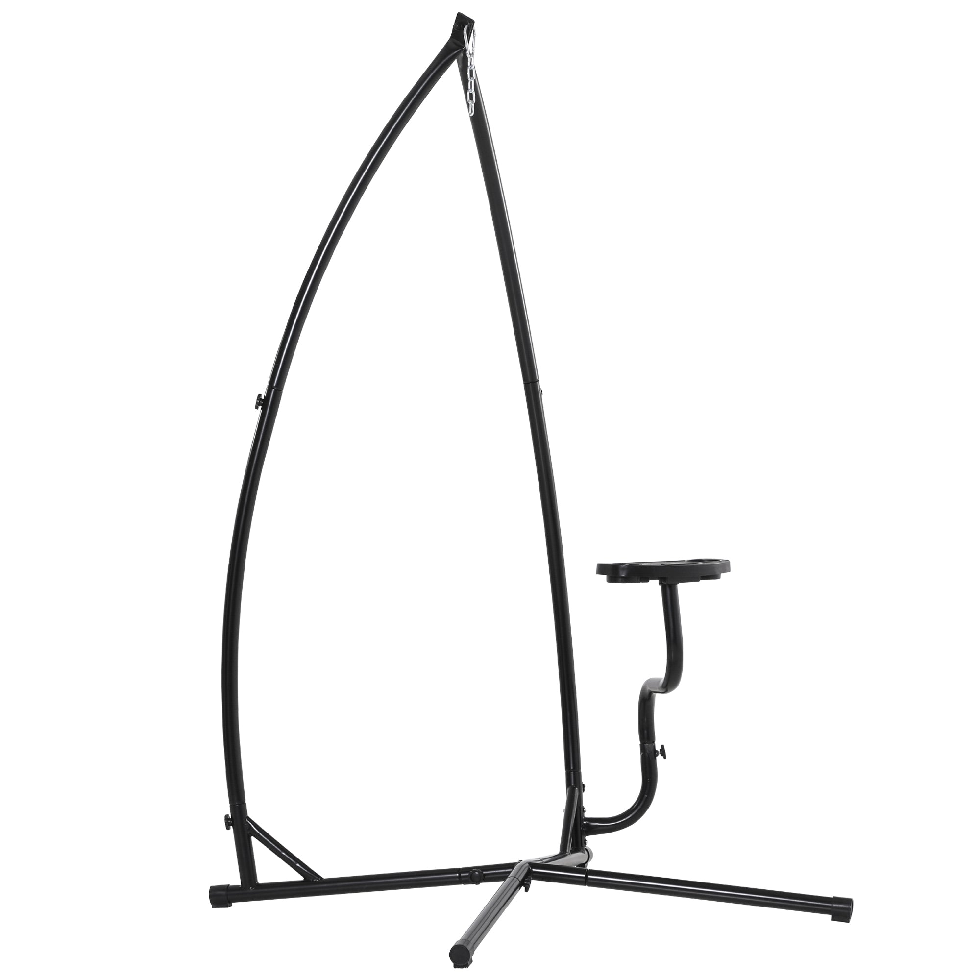 Hanging Chair Stand 190 cm Swing Holder with Side Table Max. 120 kg Metal Structure for Patio Garden Black