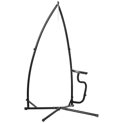 Hanging Chair Stand 190 cm Swing Holder with Side Table Max. 120 kg Metal Structure for Patio Garden Black