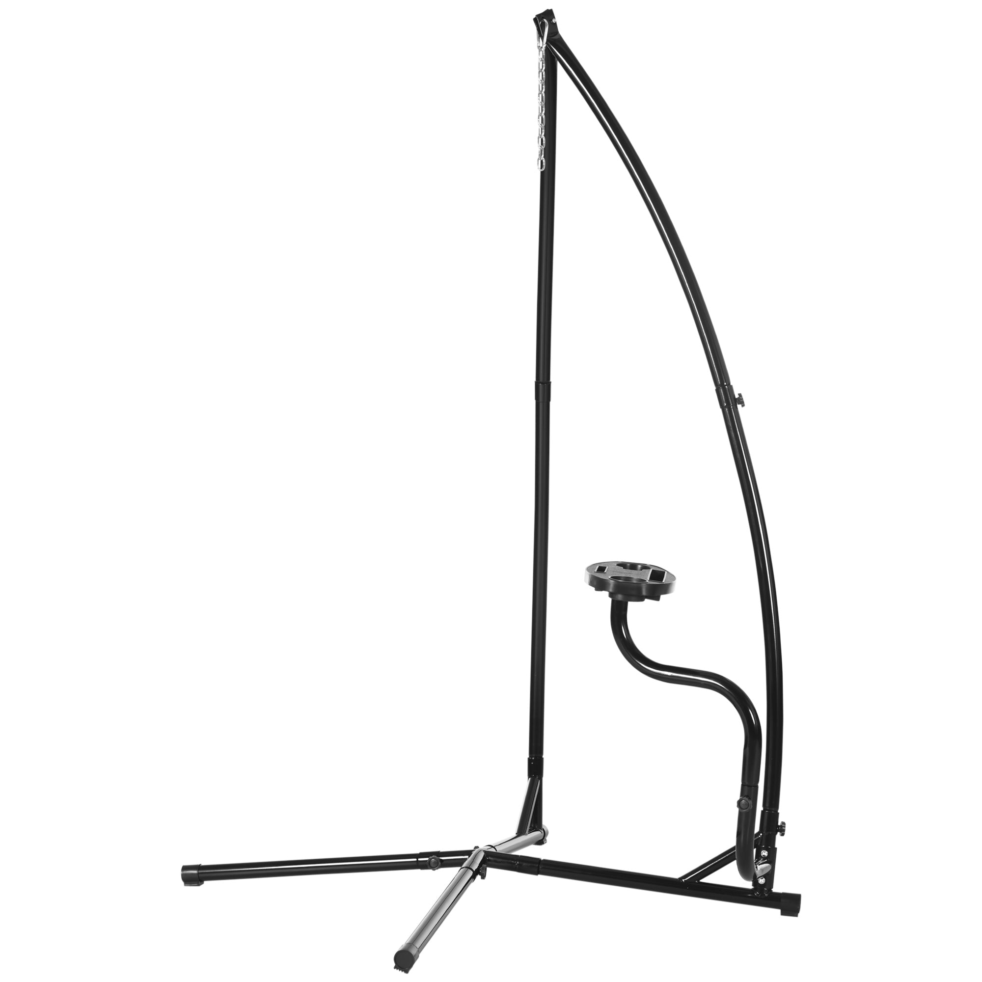 Hanging Chair Stand 190 cm Swing Holder with Side Table Max. 120 kg Metal Structure for Patio Garden Black