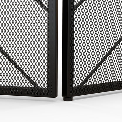 Spark Protection Screen, 3-Panel Foldable Fire Guard, Fireplace Spark Guard, Fireplace Screen, Hearth Screen, Decorative Mesh, Steel, 135 x 85 cm, Black