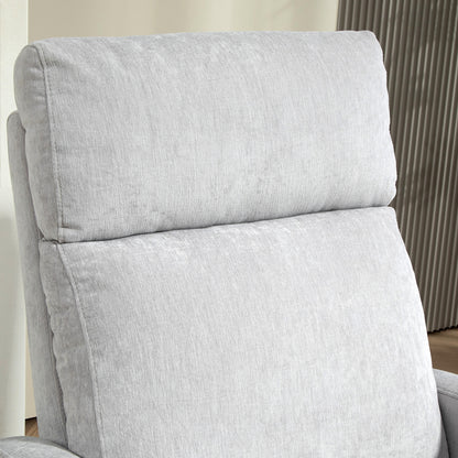Manual Reclining Relax Armchair Upholstered in Synthetic Linen with Footrest and Side Pocket Load 120 kg Reclining Armchair for Bedroom Office Light Grey