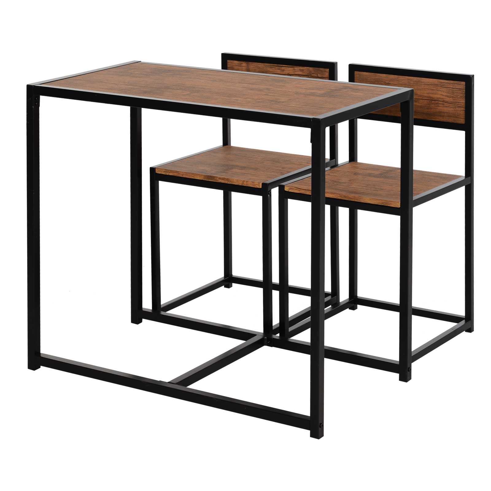 3-piece Dining Set, Kitchen Table, Dining Table with 2 Chairs, Dining Table Set, Dining Group for Kitchen, Dining Room, Metal, Natural