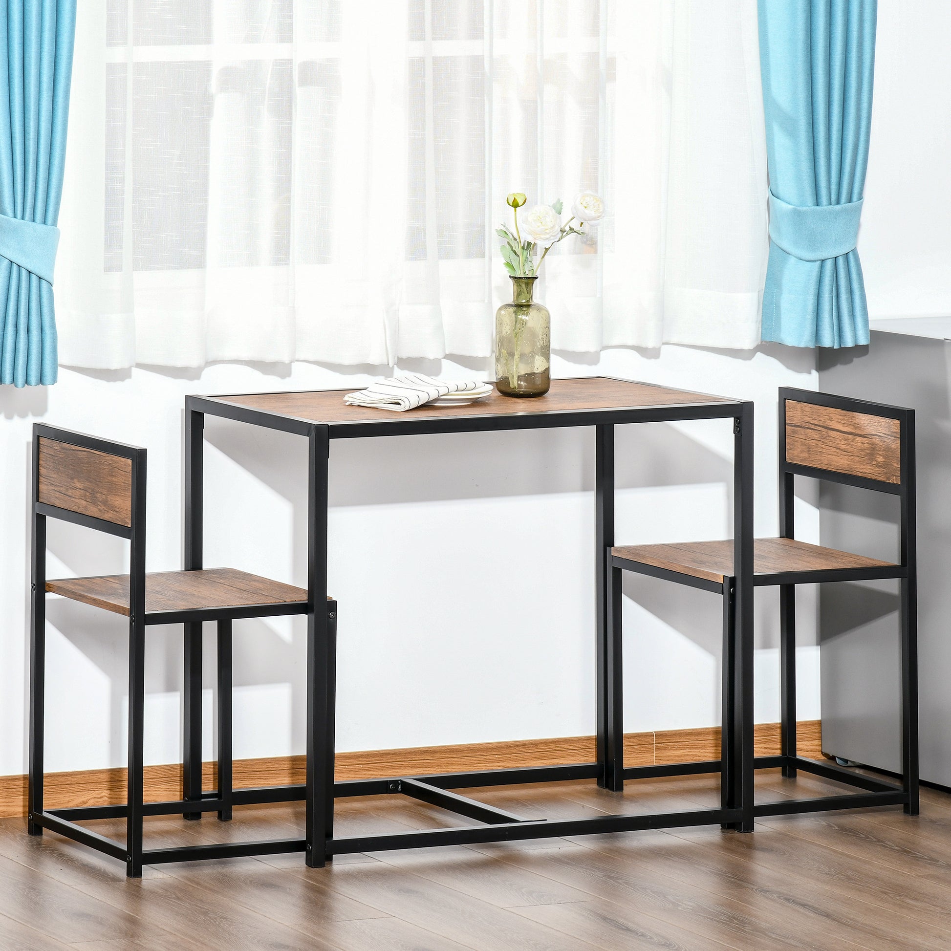 3-piece Dining Set, Kitchen Table, Dining Table with 2 Chairs, Dining Table Set, Dining Group for Kitchen, Dining Room, Metal, Natural