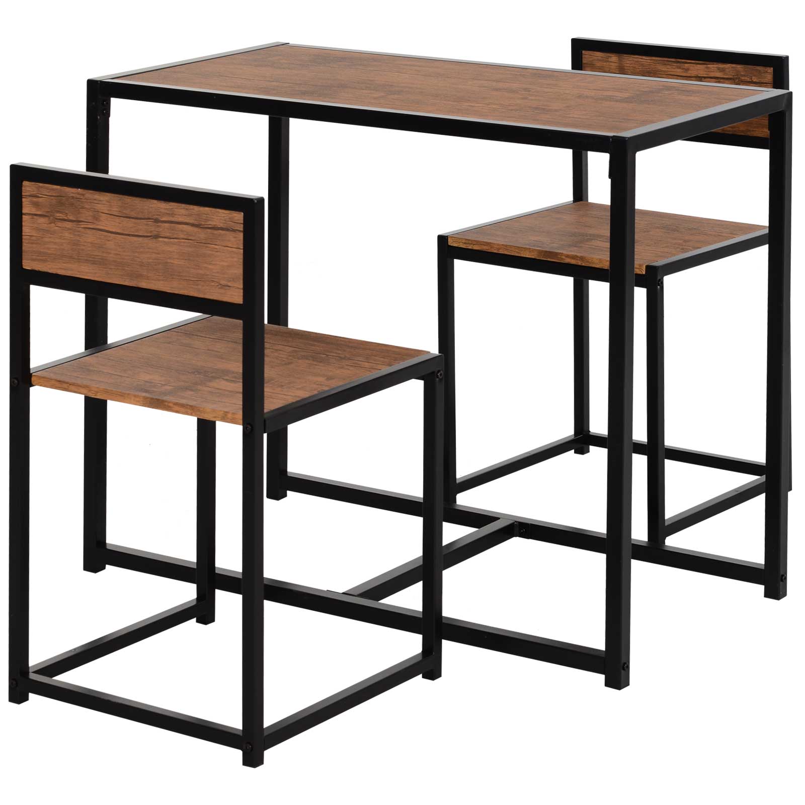 3-piece Dining Set, Kitchen Table, Dining Table with 2 Chairs, Dining Table Set, Dining Group for Kitchen, Dining Room, Metal, Natural